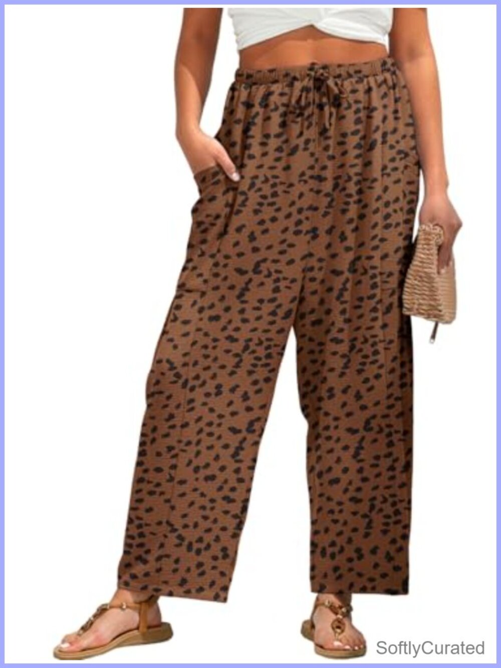 Womens Wide Leg Palazzo Pants 100% Polyester Flowy Summer Beach Travel